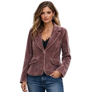 Vanity Jeans Mauve Velvet Blazer Jacket Small Y2K Soft Goth Romantic